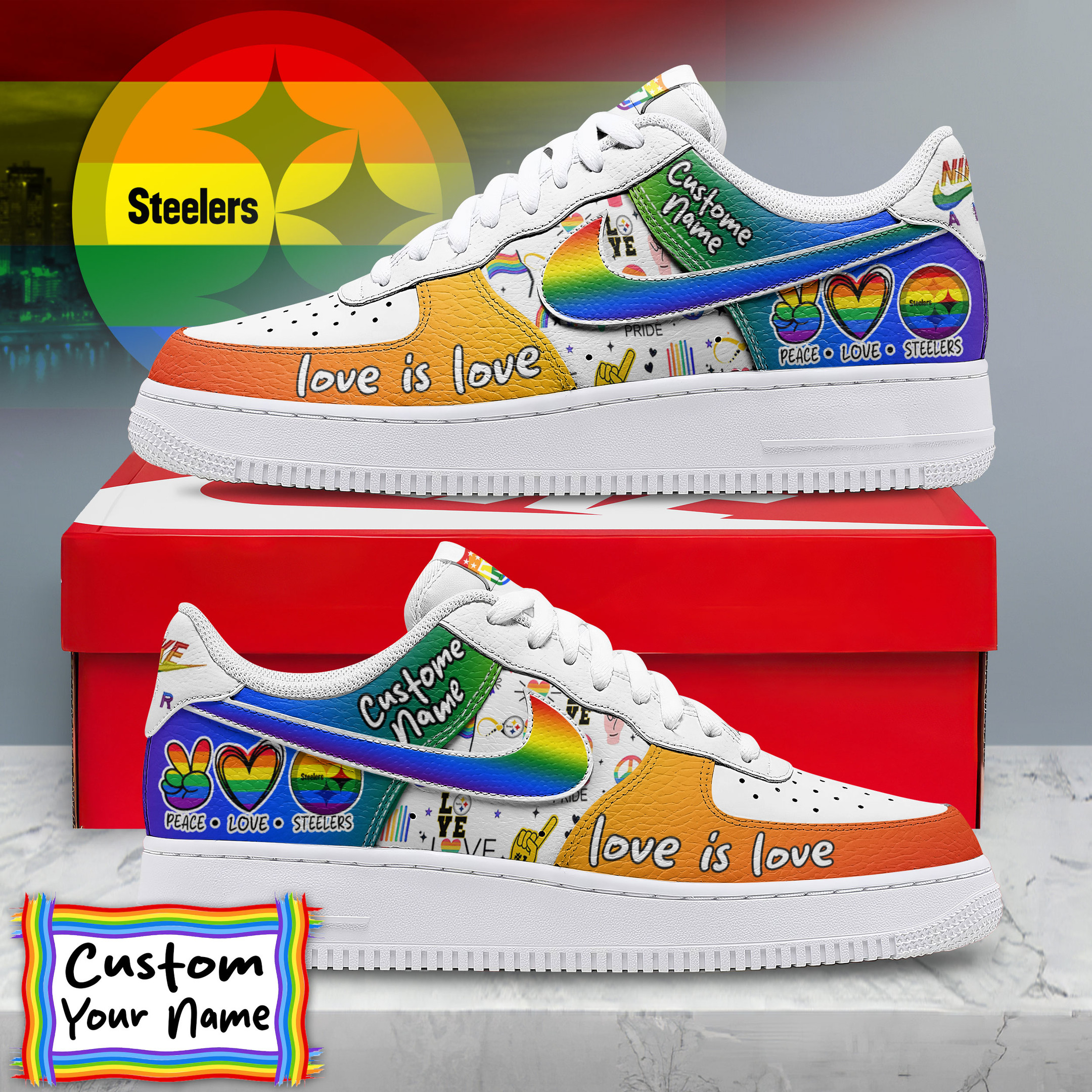 Pittsburgh Steelers Premium Pride Af1 Limited Edition - Image 2