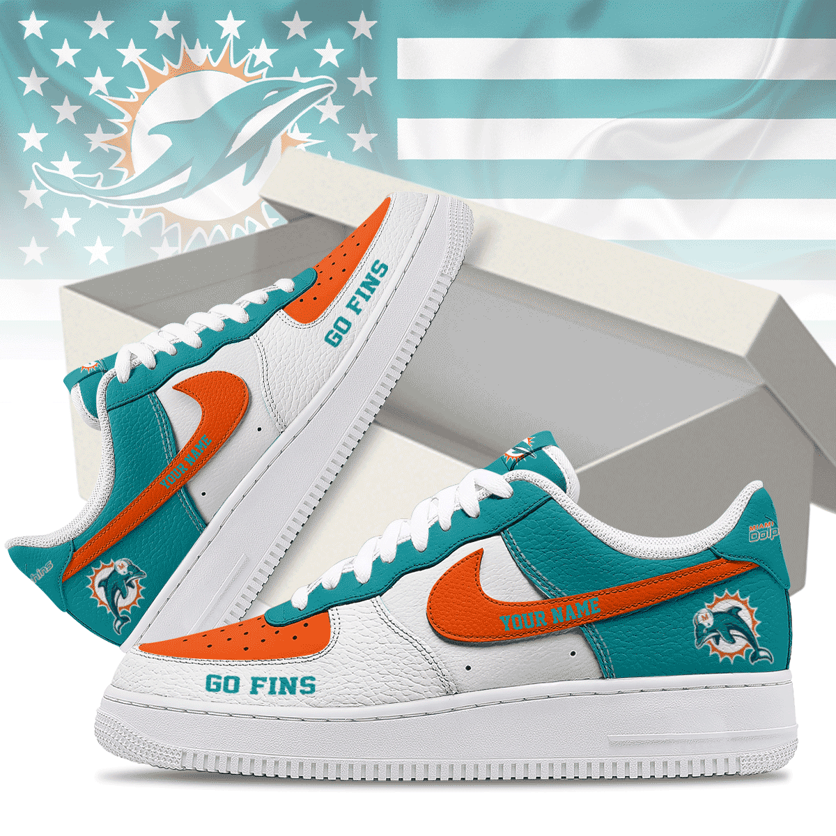 Miami Dolphins Premium Af1 Shoes Limited Edition Ny - Image 2