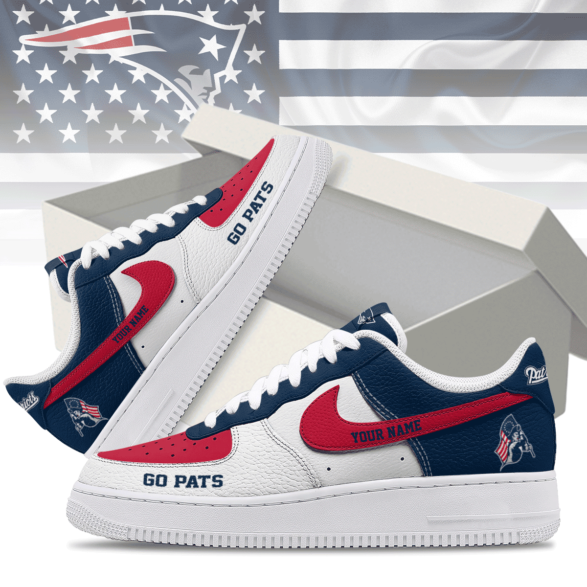 New England Patriots Premium Af1 Shoes Limited Edition Ny - Image 2