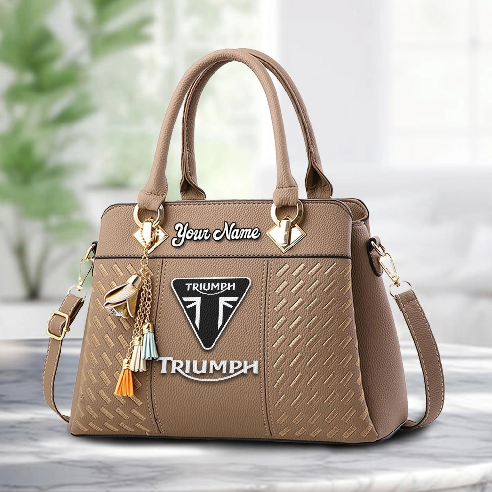 Triumph Motorcycles Logo Personalized PU Leather Handbag Custom Name For Women - Image 2