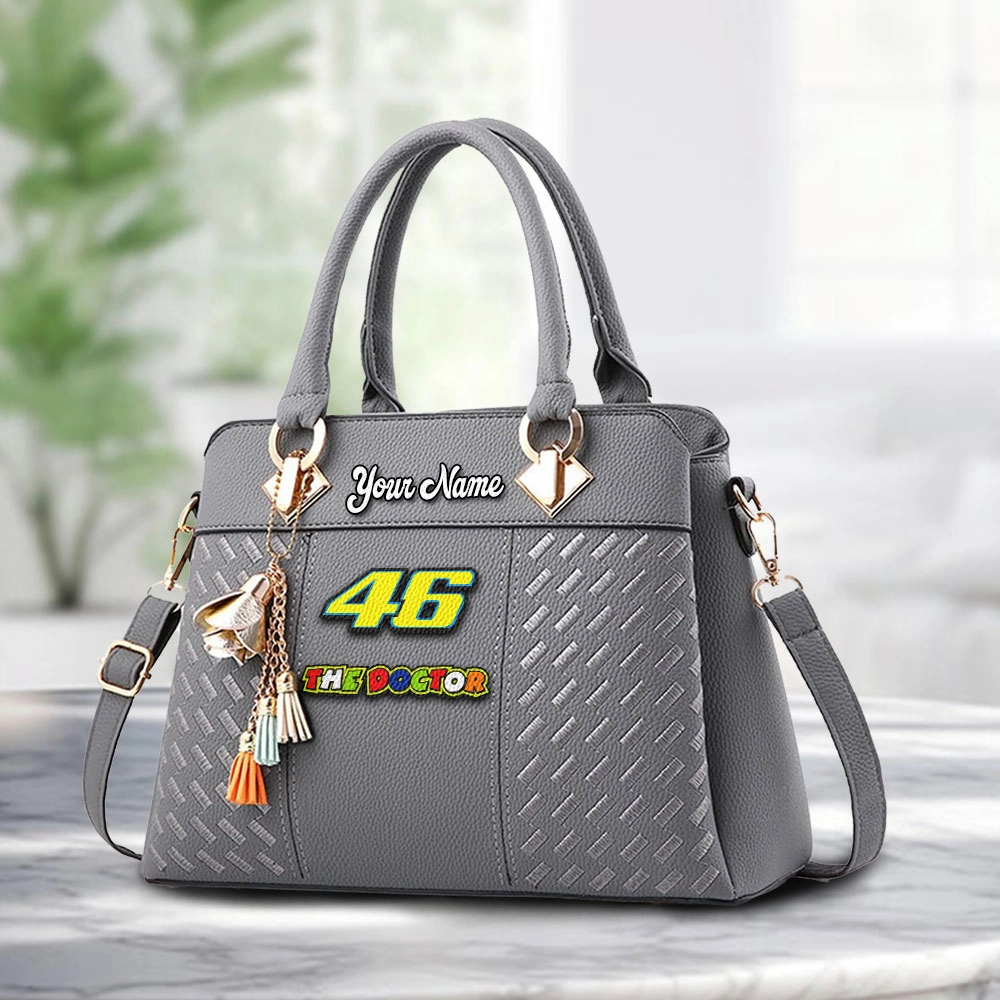 Valentino Rossi 46 Logo Personalized PU Leather Handbag Custom Name For Women - Image 3
