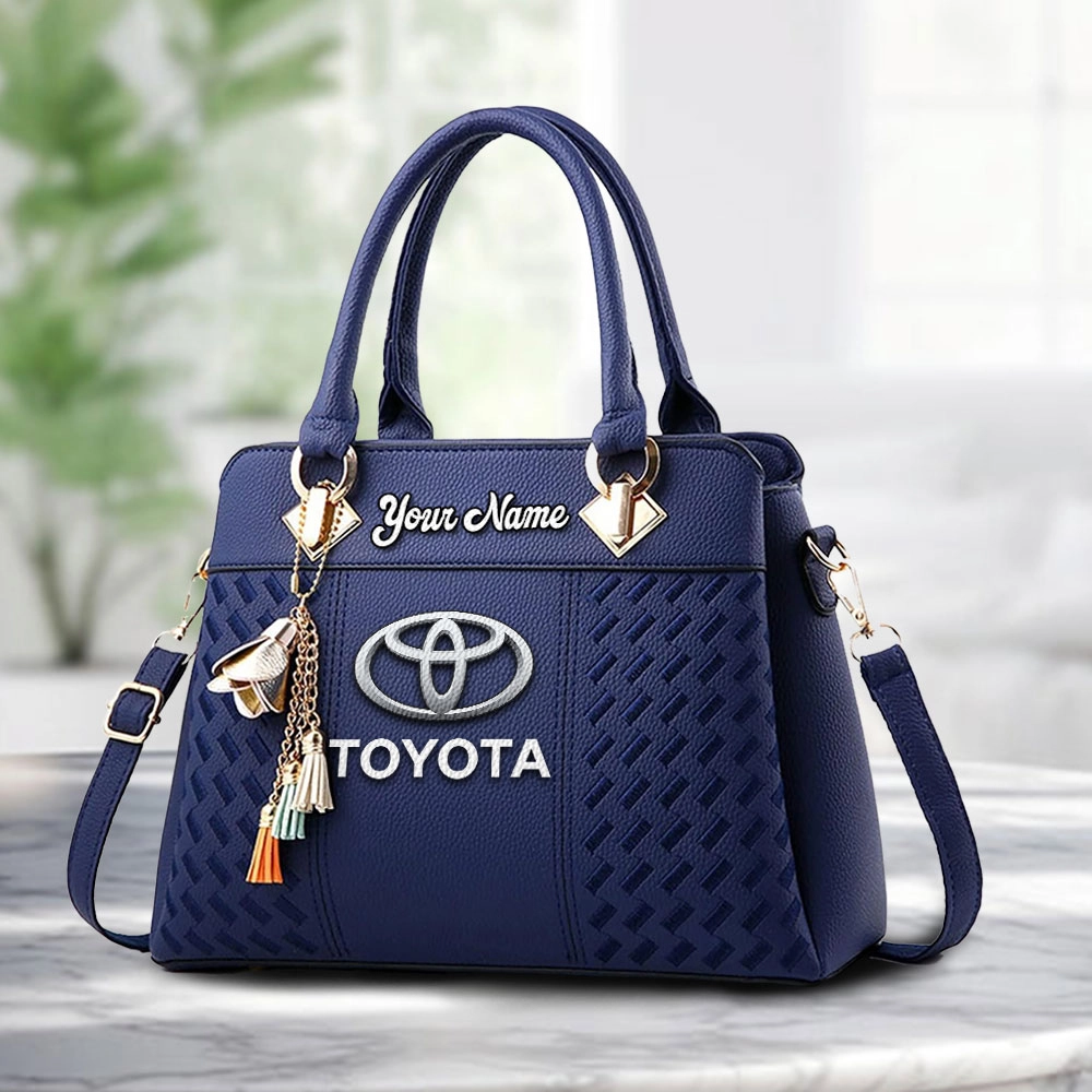 Toyota Motor Corporation Logo Personalized PU Leather Handbag Custom Name For Women - Image 4