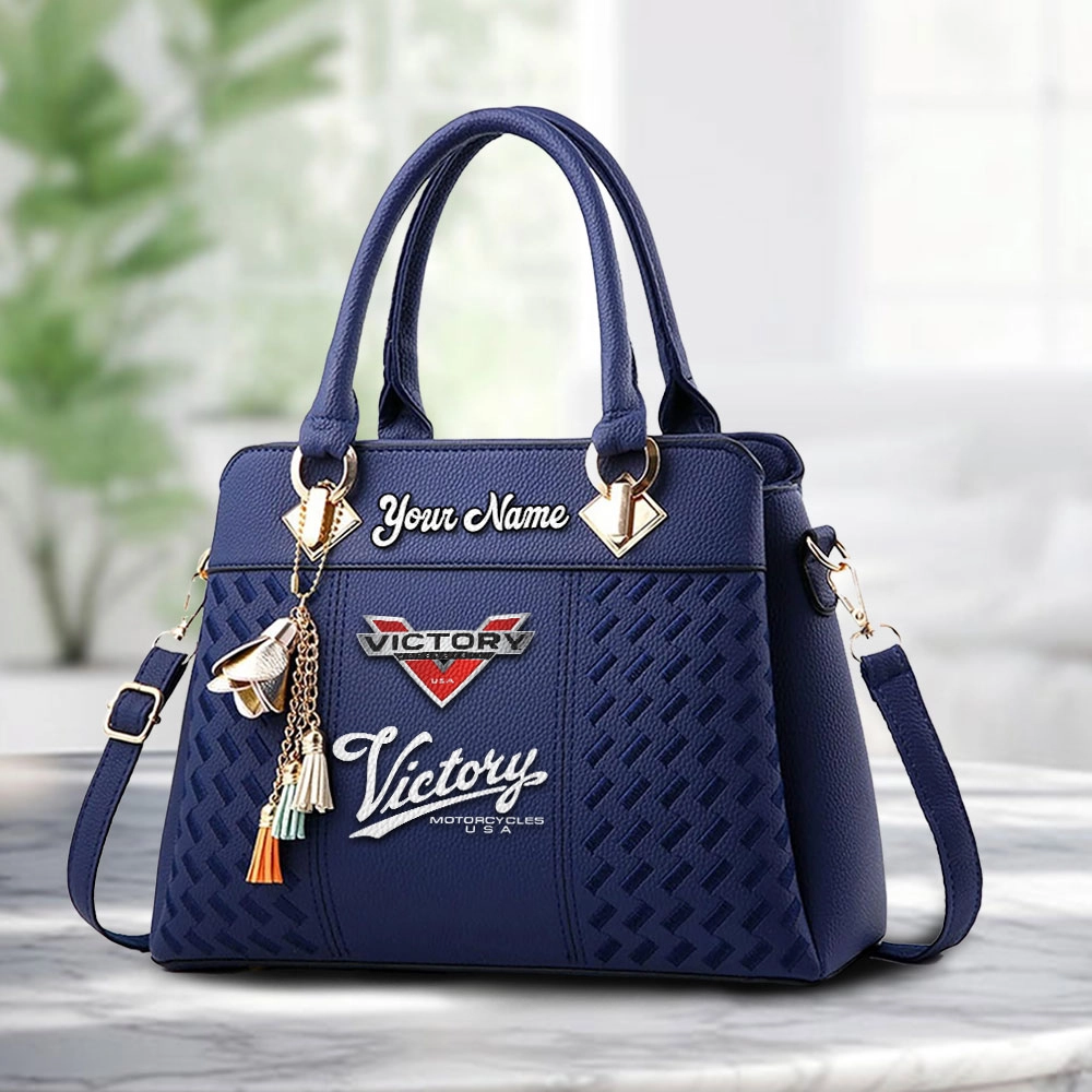 Victory Motorcycles Logo Personalized PU Leather Handbag Custom Name For Women - Image 4