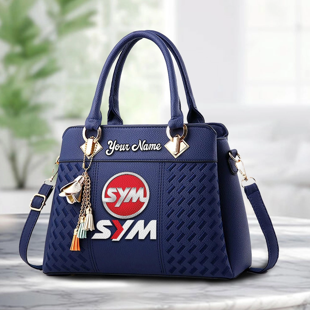 SYM Motors Logo Personalized PU Leather Handbag Custom Name For Women - Image 4