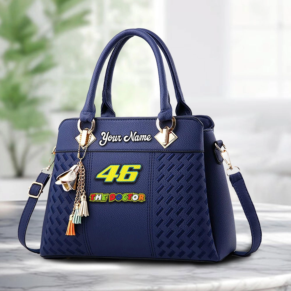 Valentino Rossi 46 Logo Personalized PU Leather Handbag Custom Name For Women - Image 4