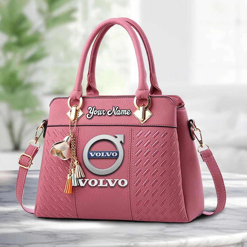 Volvo Logo Personalized PU Leather Handbag Custom Name For Women - Image 5