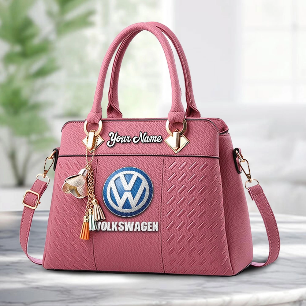 Volkswagen Logo Personalized PU Leather Handbag Custom Name For Women - Image 5
