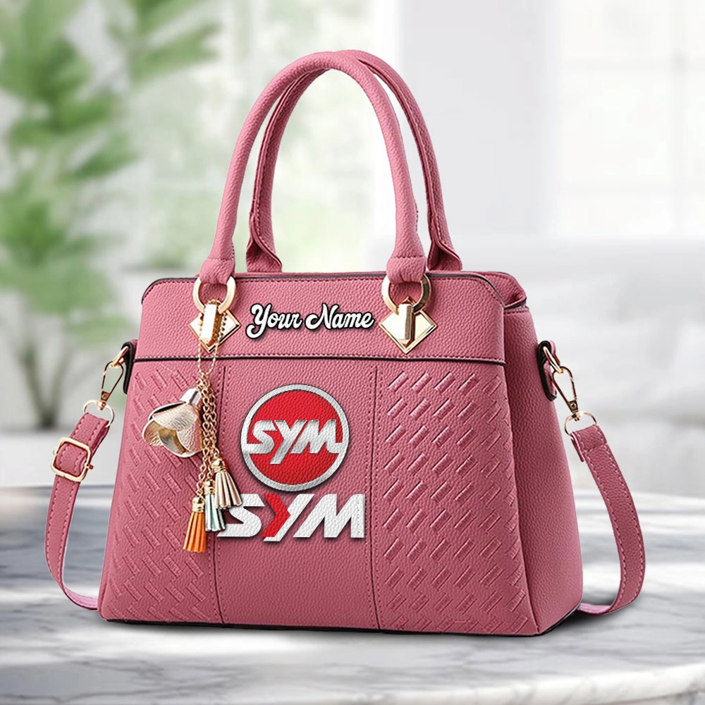 SYM Motors Logo Personalized PU Leather Handbag Custom Name For Women - Image 5