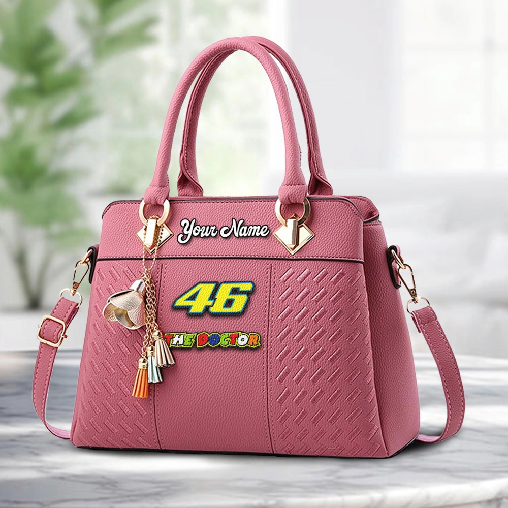 Valentino Rossi 46 Logo Personalized PU Leather Handbag Custom Name For Women - Image 5