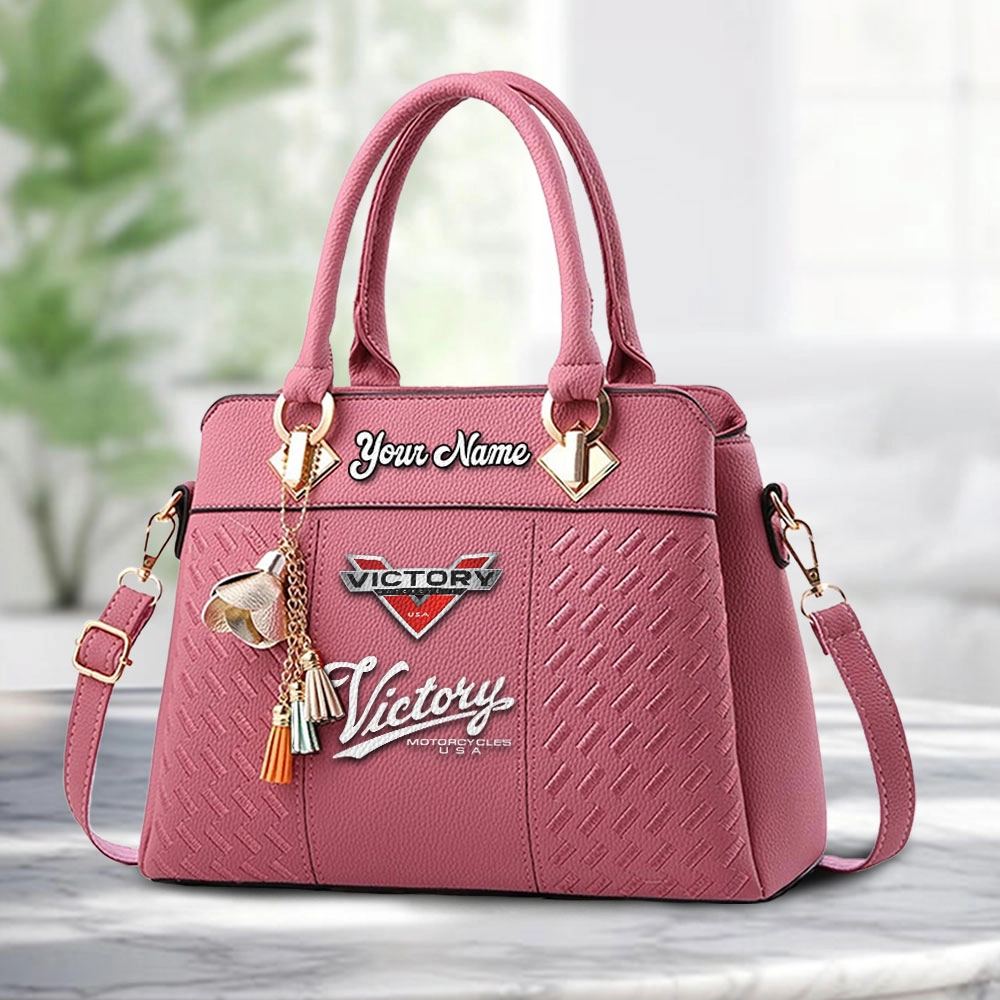 Victory Motorcycles Logo Personalized PU Leather Handbag Custom Name For Women - Image 5
