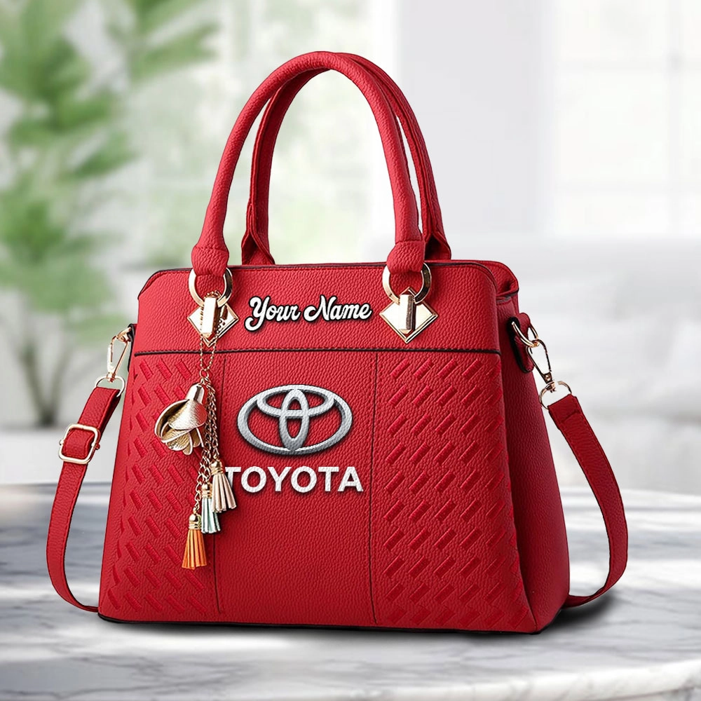 Toyota Motor Corporation Logo Personalized PU Leather Handbag Custom Name For Women - Image 6