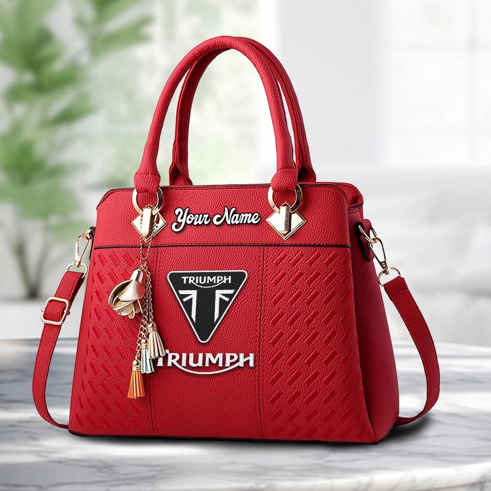 Triumph Motorcycles Logo Personalized PU Leather Handbag Custom Name For Women - Image 6