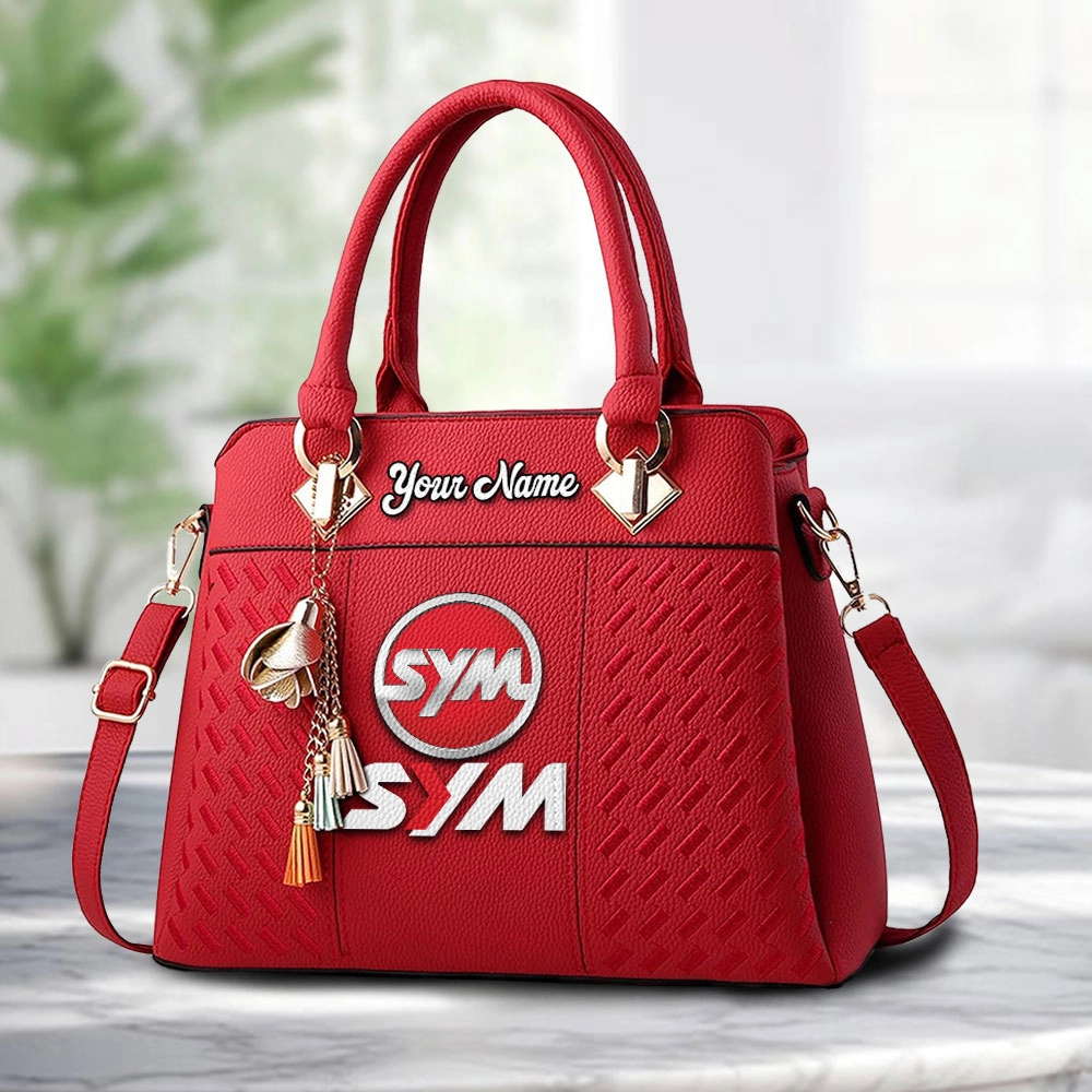 SYM Motors Logo Personalized PU Leather Handbag Custom Name For Women - Image 6