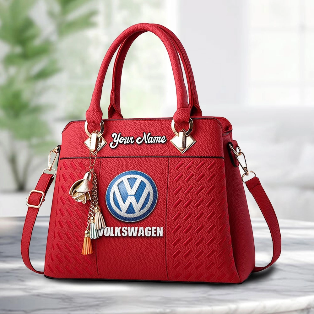 Volkswagen Logo Personalized PU Leather Handbag Custom Name For Women - Image 6