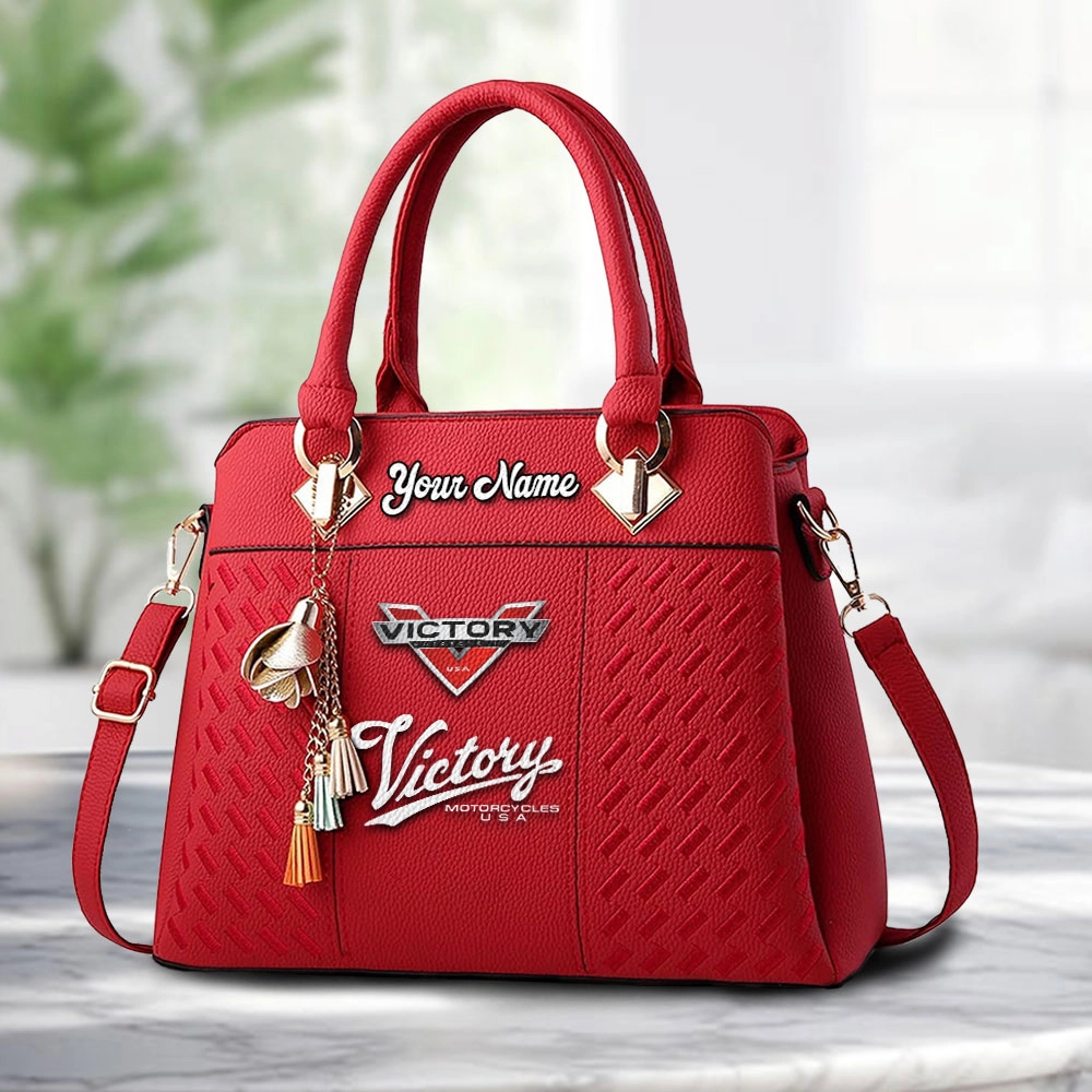Victory Motorcycles Logo Personalized PU Leather Handbag Custom Name For Women - Image 6