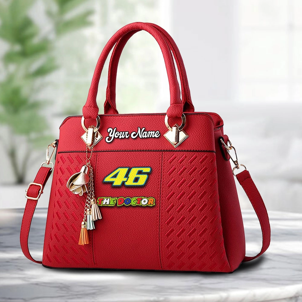 Valentino Rossi 46 Logo Personalized PU Leather Handbag Custom Name For Women - Image 6