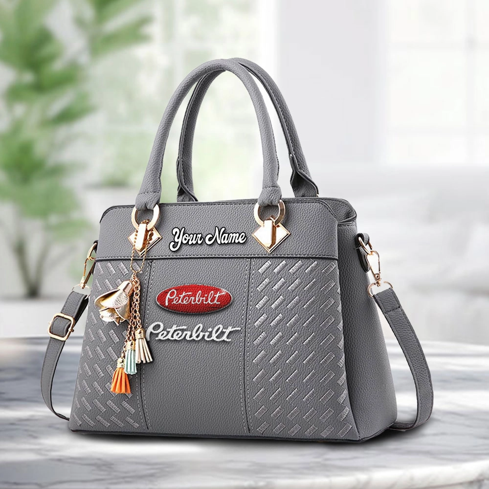 Peterbilt Logo Personalized PU Leather Handbag Custom Name For Women - Image 3