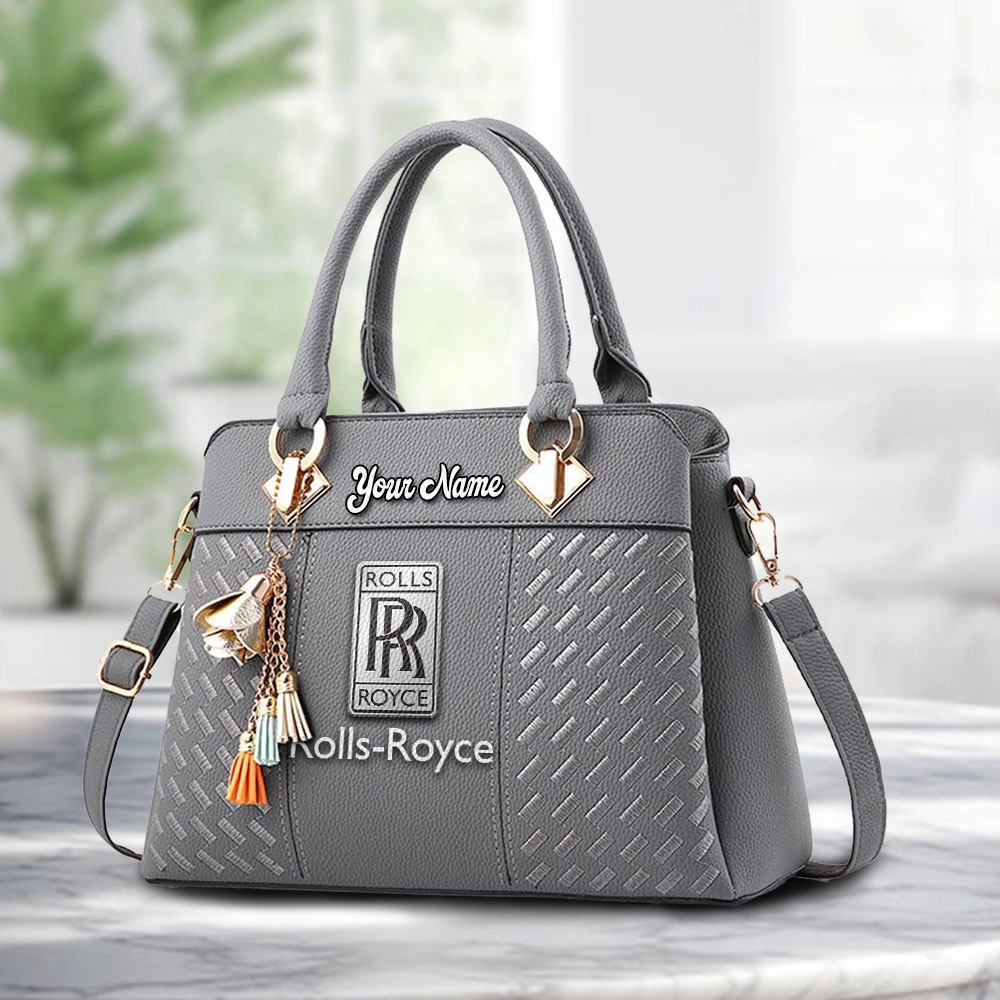 Rolls Royce Logo Personalized PU Leather Handbag Custom Name For Women - Image 3
