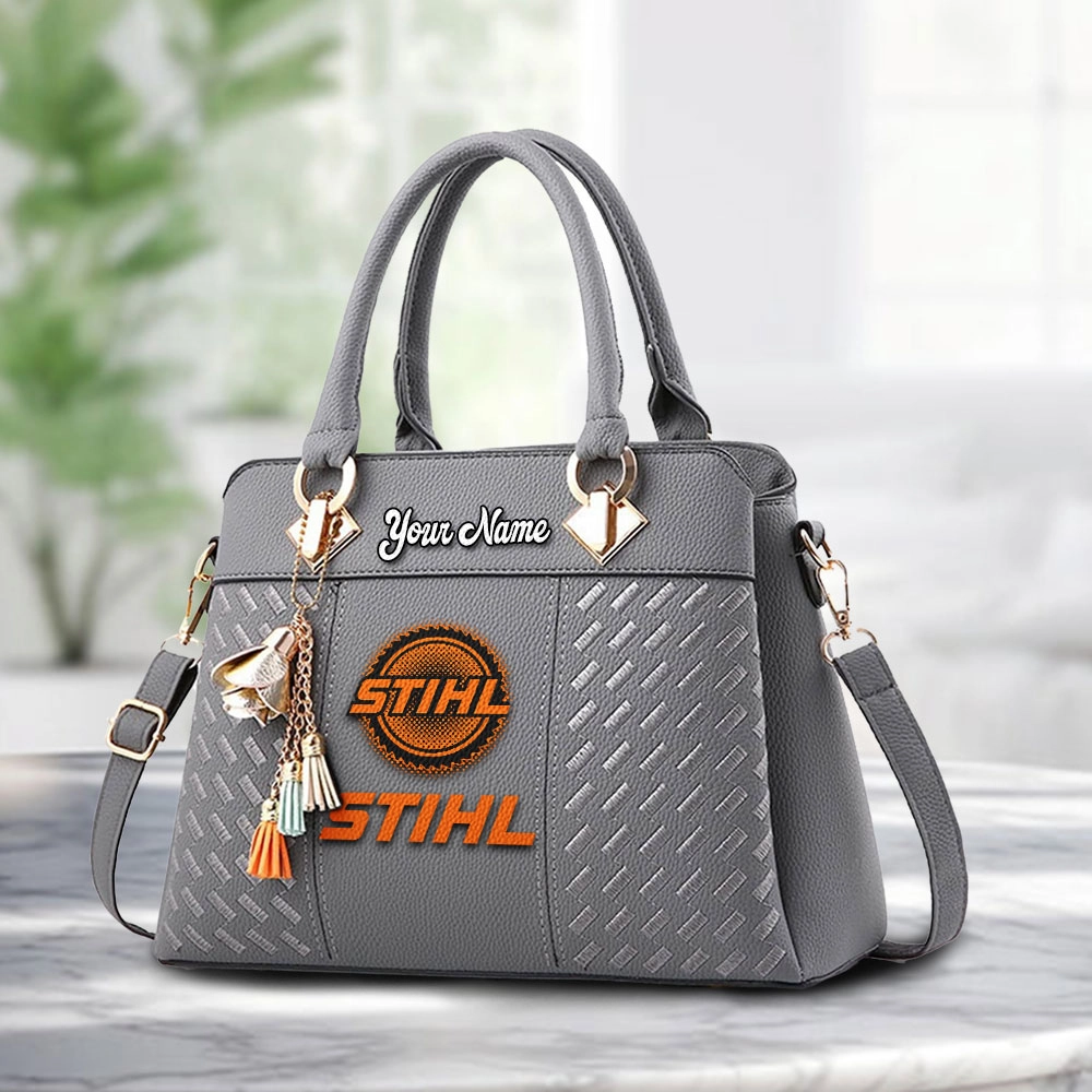 Stihl Logo Personalized PU Leather Handbag Custom Name For Women - Image 3
