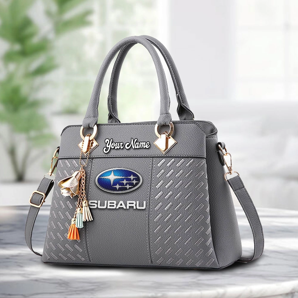 Subaru Logo Personalized PU Leather Handbag Custom Name For Women - Image 3
