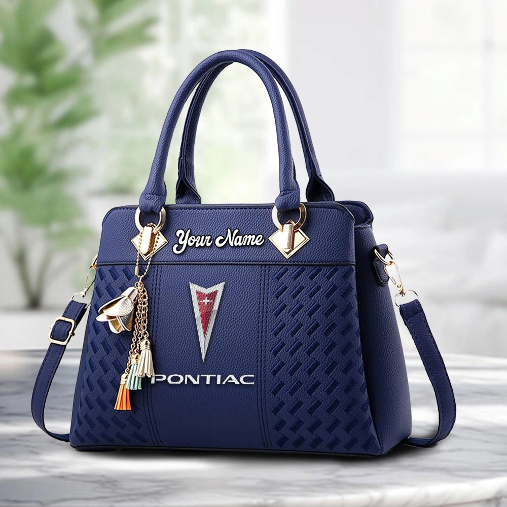 Pontiac Logo Personalized PU Leather Handbag Custom Name For Women - Image 4
