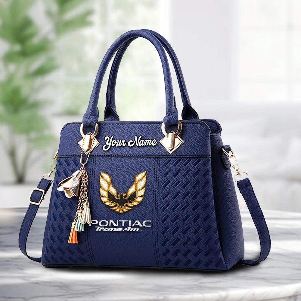 Pontiac Trans Am Logo Personalized PU Leather Handbag Custom Name For Women - Image 4