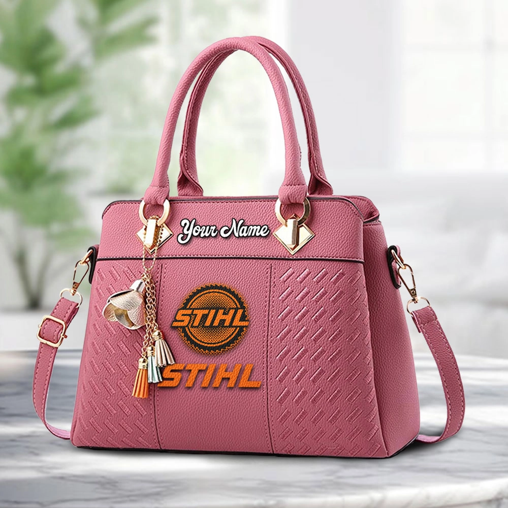 Stihl Logo Personalized PU Leather Handbag Custom Name For Women - Image 5