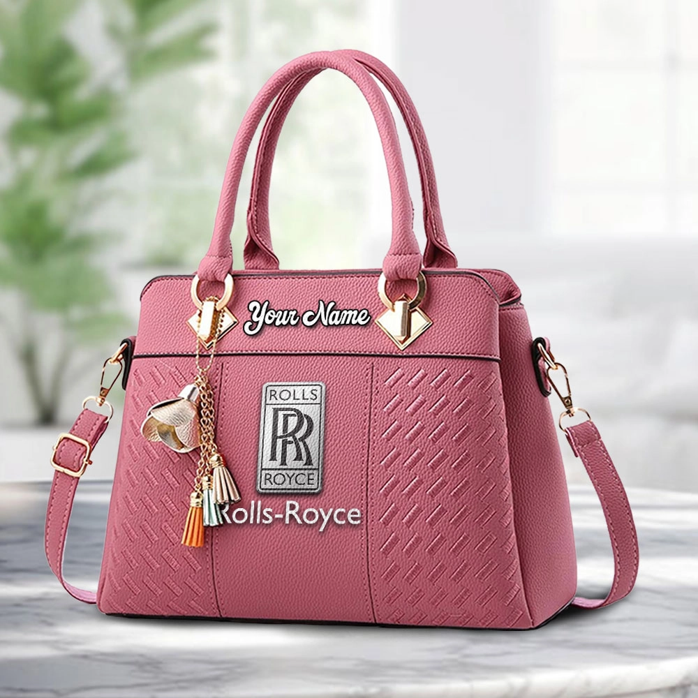 Rolls Royce Logo Personalized PU Leather Handbag Custom Name For Women - Image 5