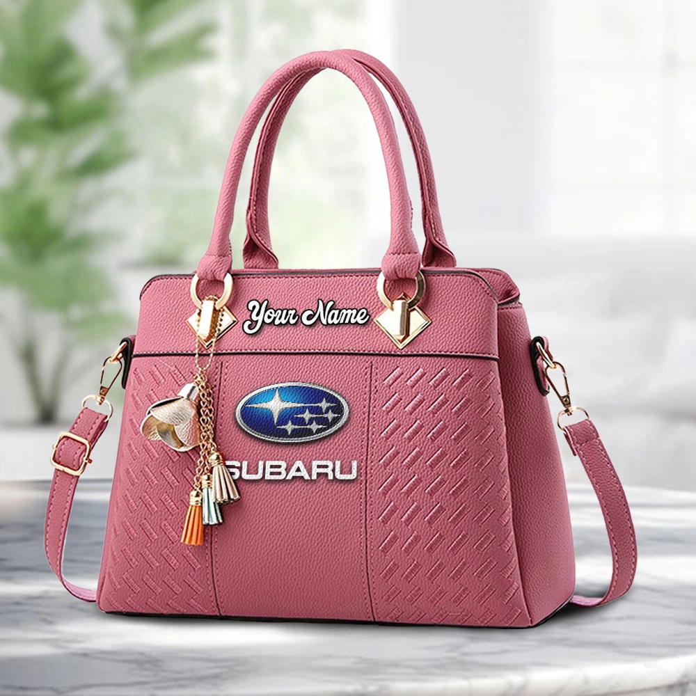 Subaru Logo Personalized PU Leather Handbag Custom Name For Women - Image 5
