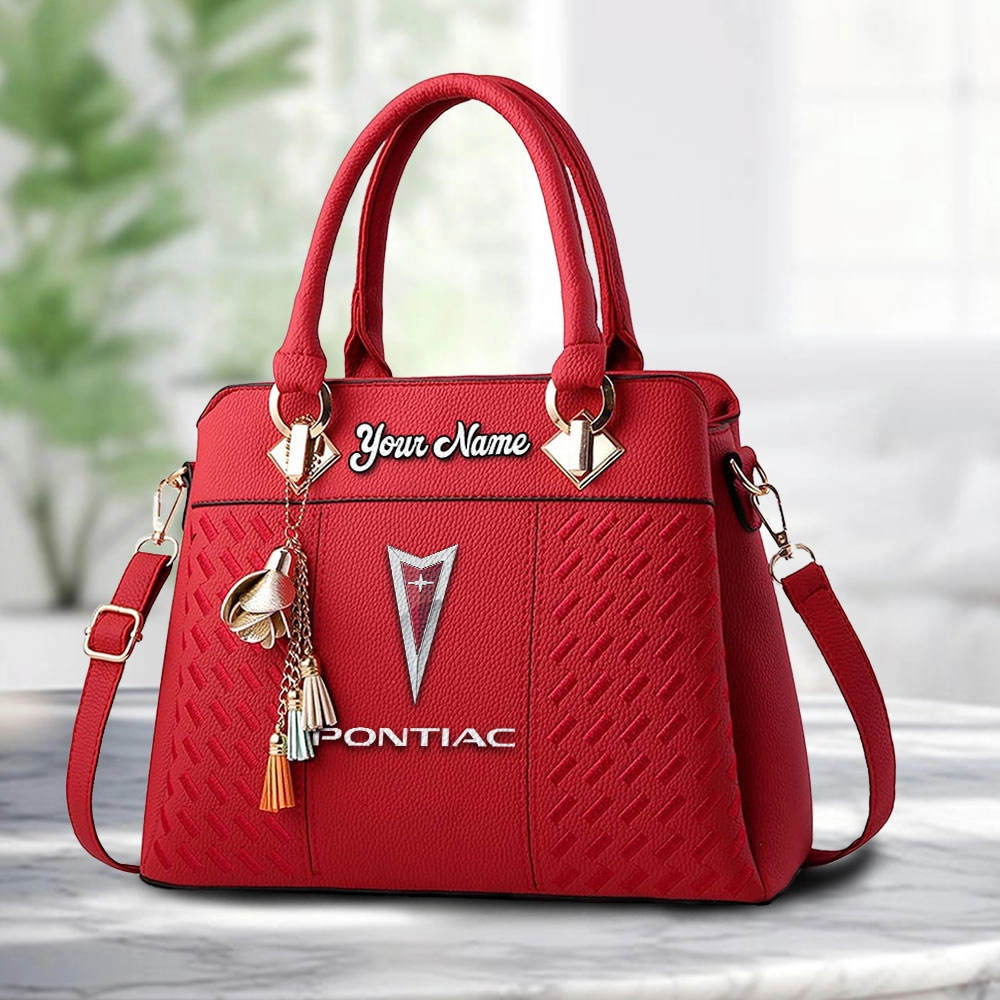 Pontiac Logo Personalized PU Leather Handbag Custom Name For Women - Image 6