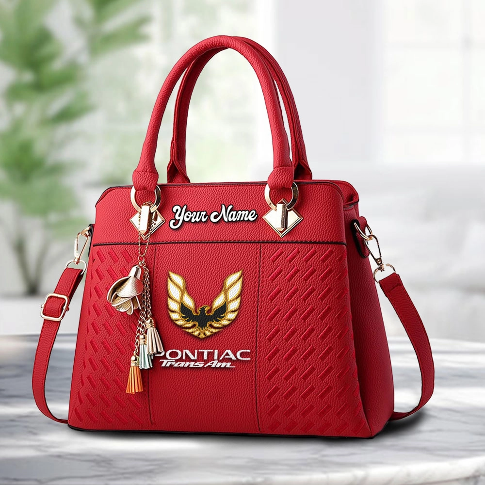 Pontiac Trans Am Logo Personalized PU Leather Handbag Custom Name For Women - Image 6
