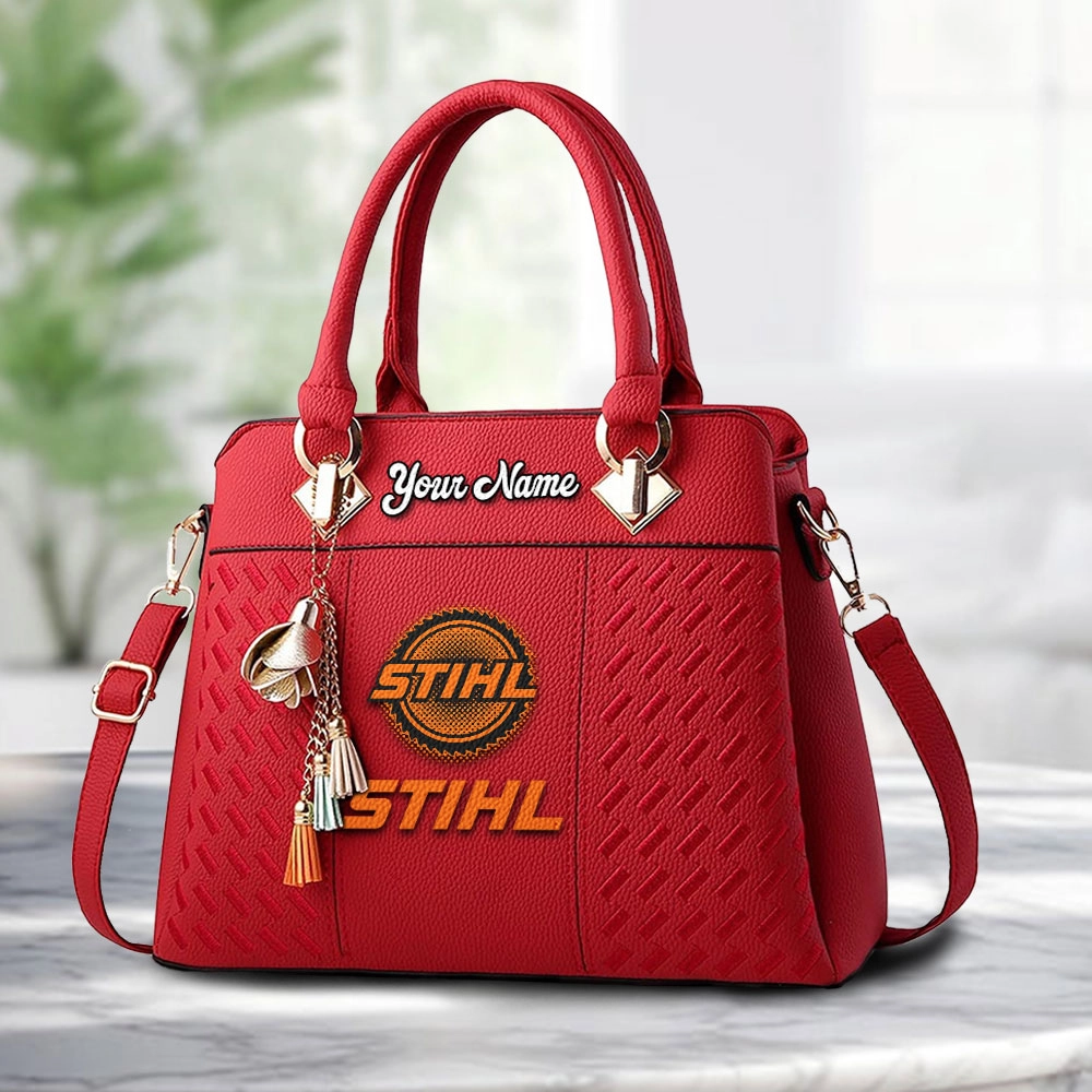 Stihl Logo Personalized PU Leather Handbag Custom Name For Women - Image 6