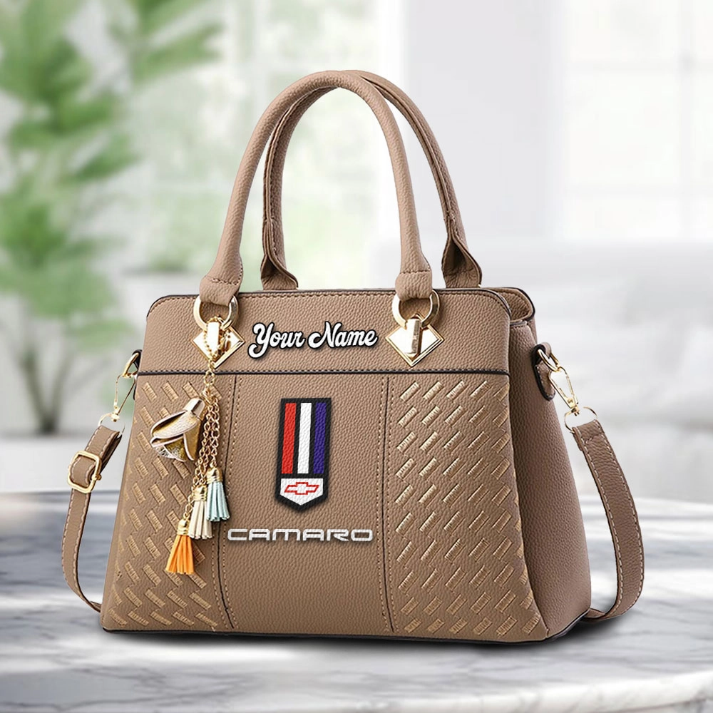 Chevrolet Camaro Logo Personalized PU Leather Handbag Custom Name For Women - Image 2