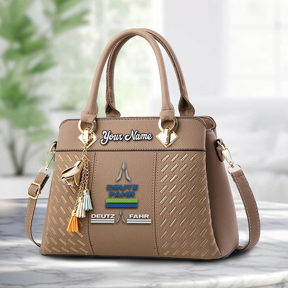 Deutz Fahr Logo Personalized PU Leather Handbag Custom Name For Women - Image 2