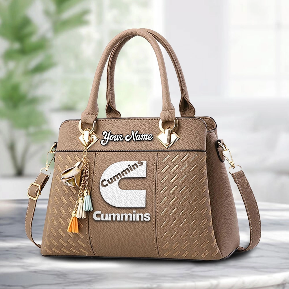 Cummins Logo Personalized PU Leather Handbag Custom Name For Women - Image 2