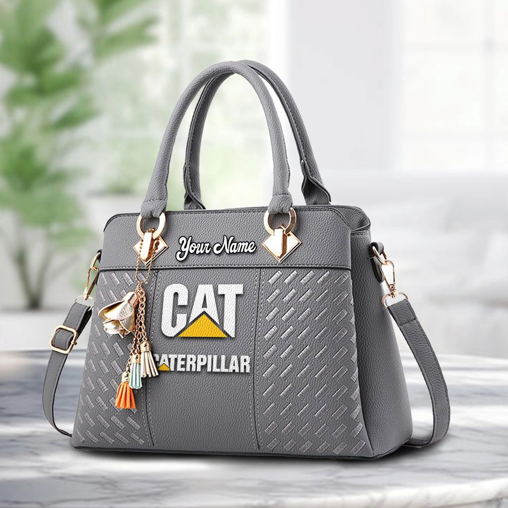 Caterpillar Logo Personalized PU Leather Handbag Custom Name For Women - Image 3