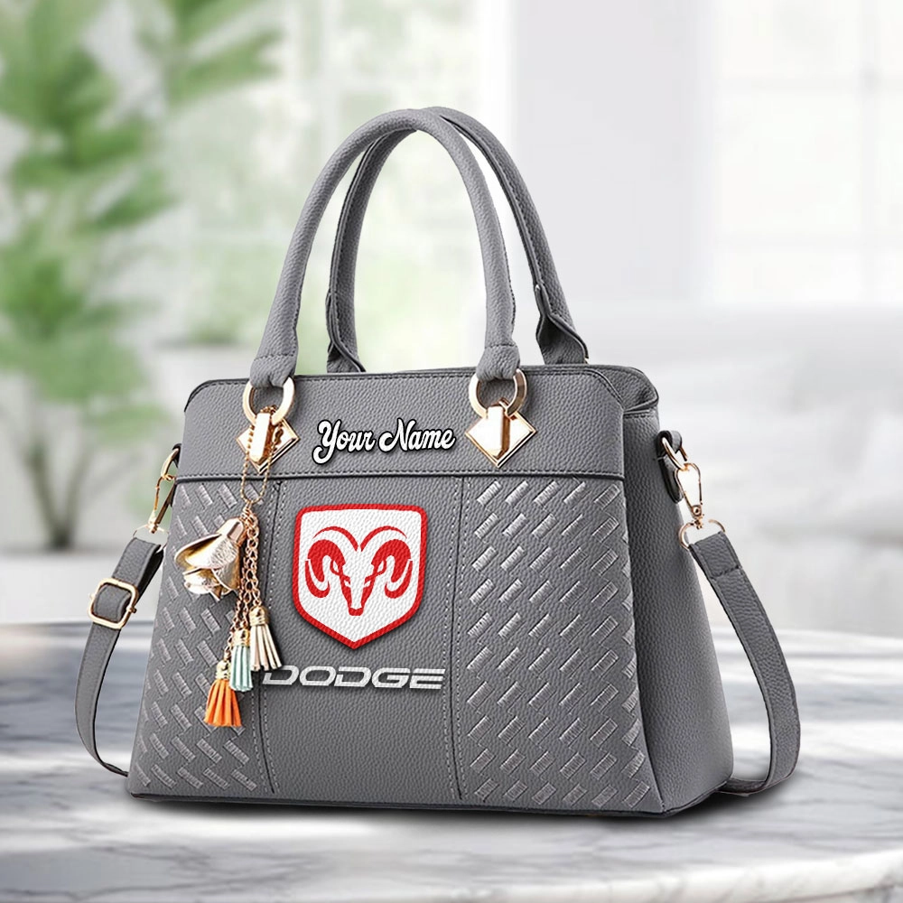 Dodge Logo Personalized PU Leather Handbag Custom Name For Women - Image 3