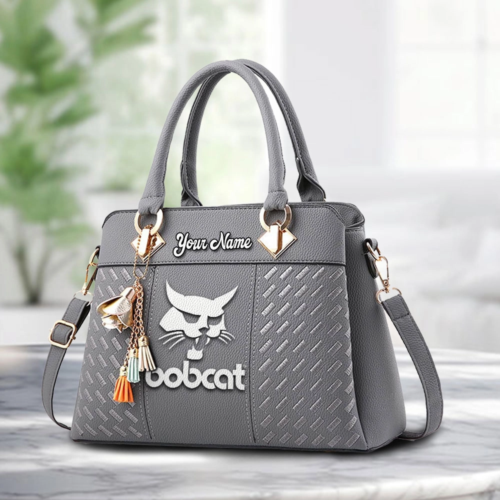 Bobcat Company Logo Personalized PU Leather Handbag Custom Name For Women - Image 3