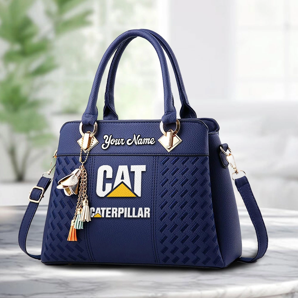 Caterpillar Logo Personalized PU Leather Handbag Custom Name For Women - Image 4