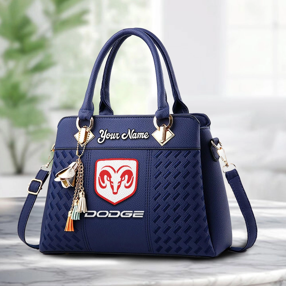 Dodge Logo Personalized PU Leather Handbag Custom Name For Women - Image 4