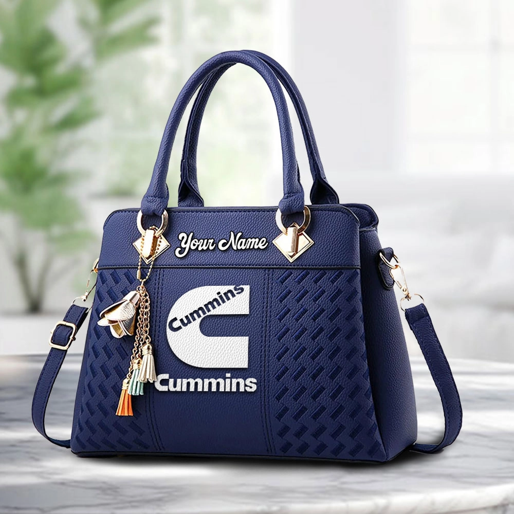 Cummins Logo Personalized PU Leather Handbag Custom Name For Women - Image 4