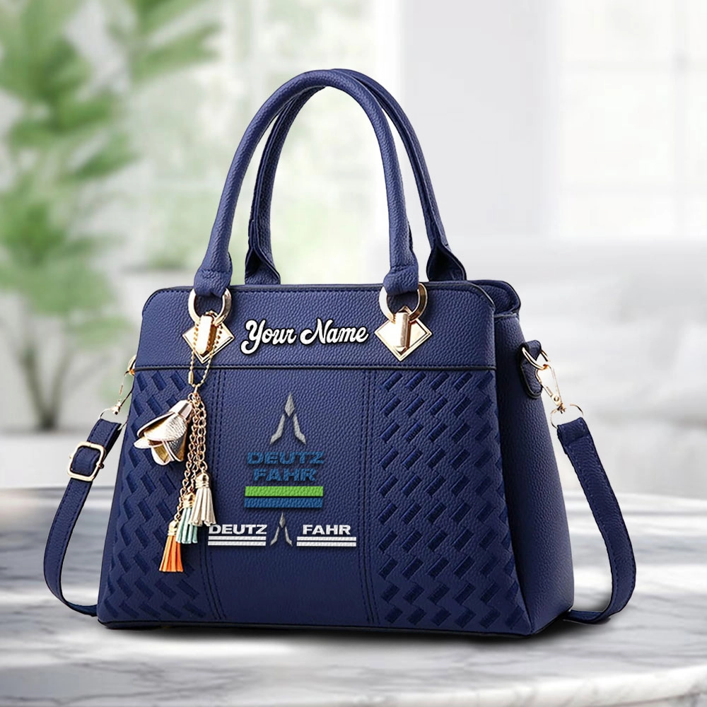 Deutz Fahr Logo Personalized PU Leather Handbag Custom Name For Women - Image 4