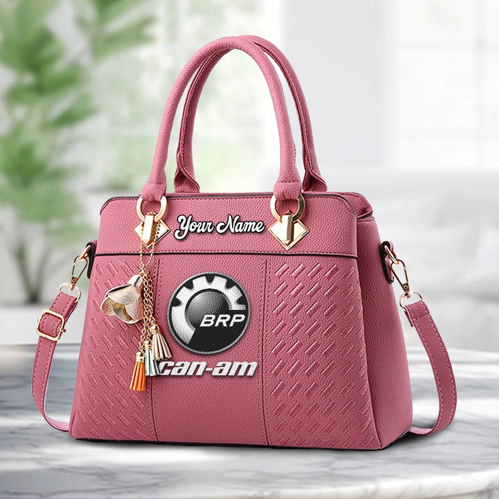 Can Am Logo Personalized PU Leather Handbag Custom Name For Women - Image 5