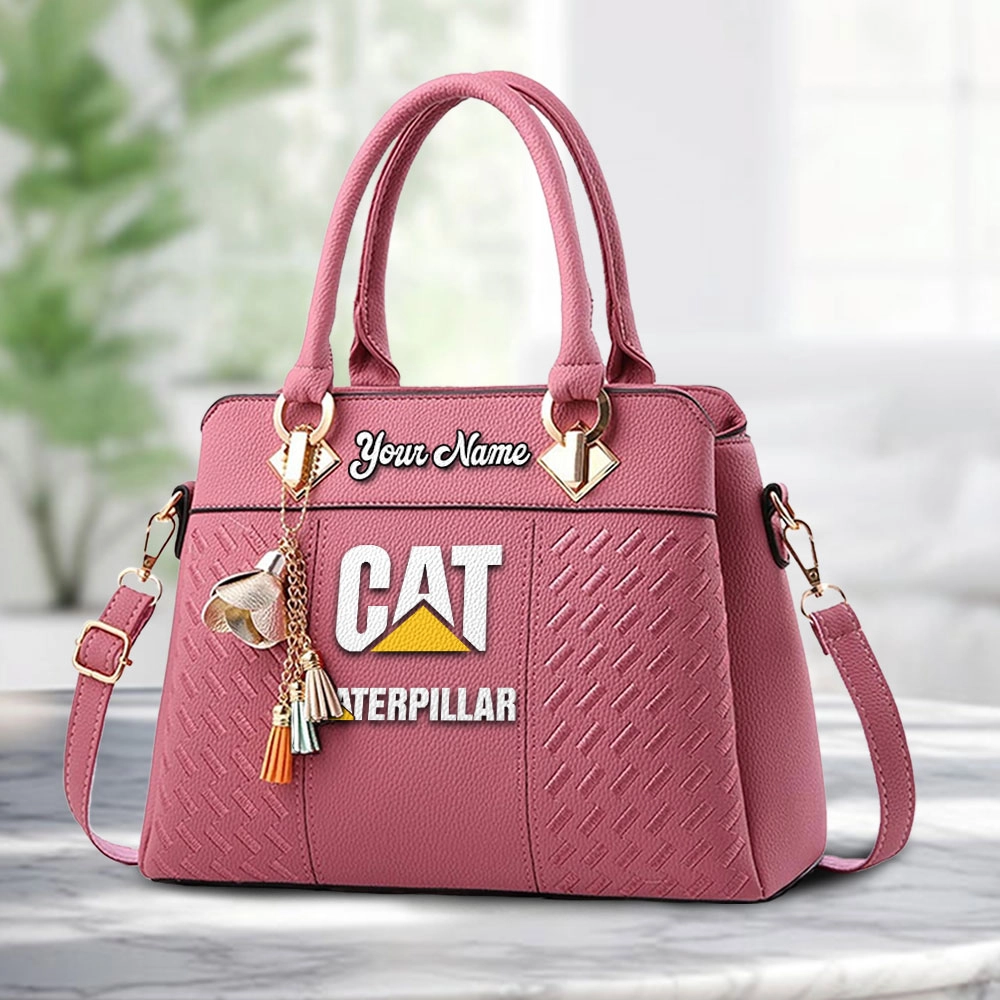 Caterpillar Logo Personalized PU Leather Handbag Custom Name For Women - Image 5