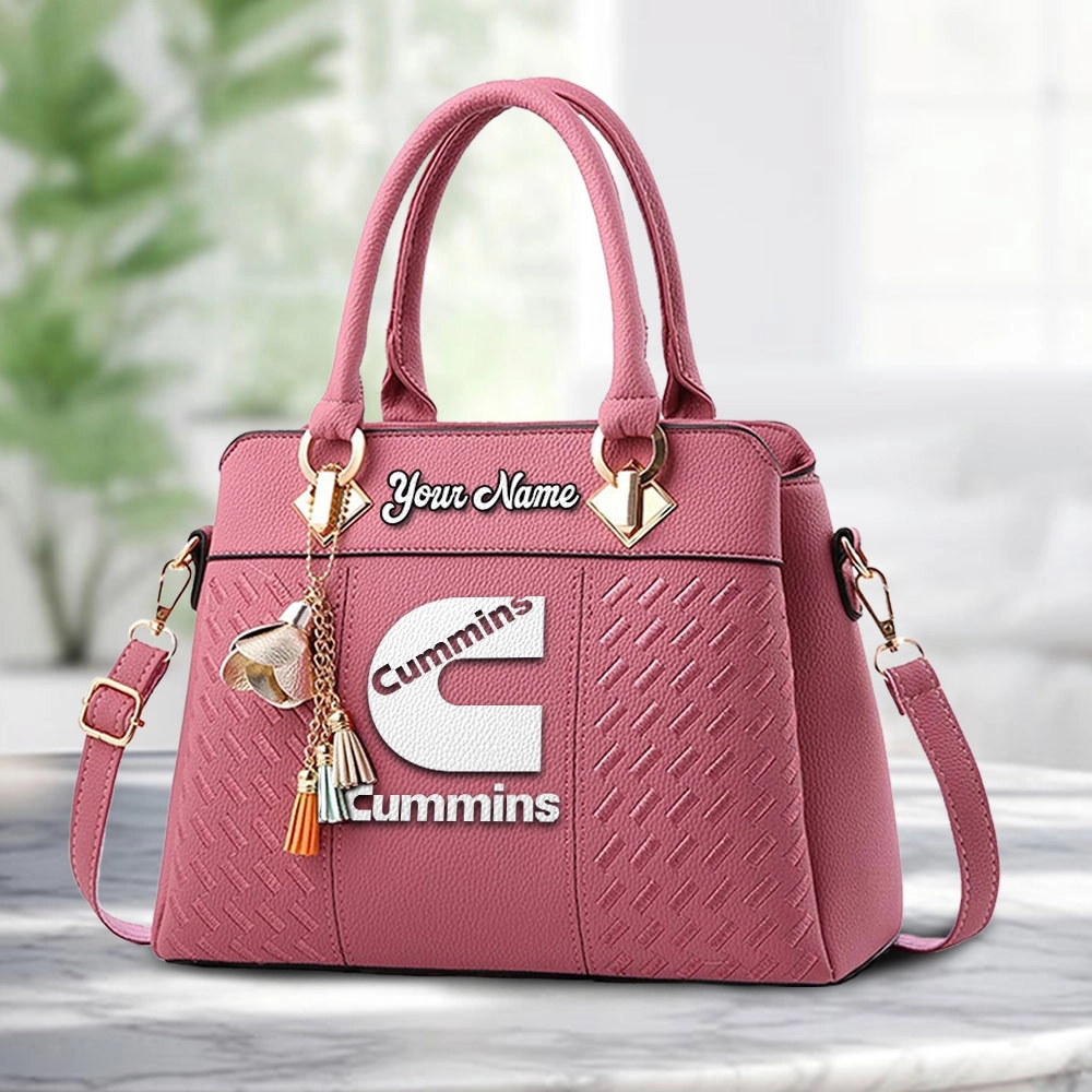 Cummins Logo Personalized PU Leather Handbag Custom Name For Women - Image 5