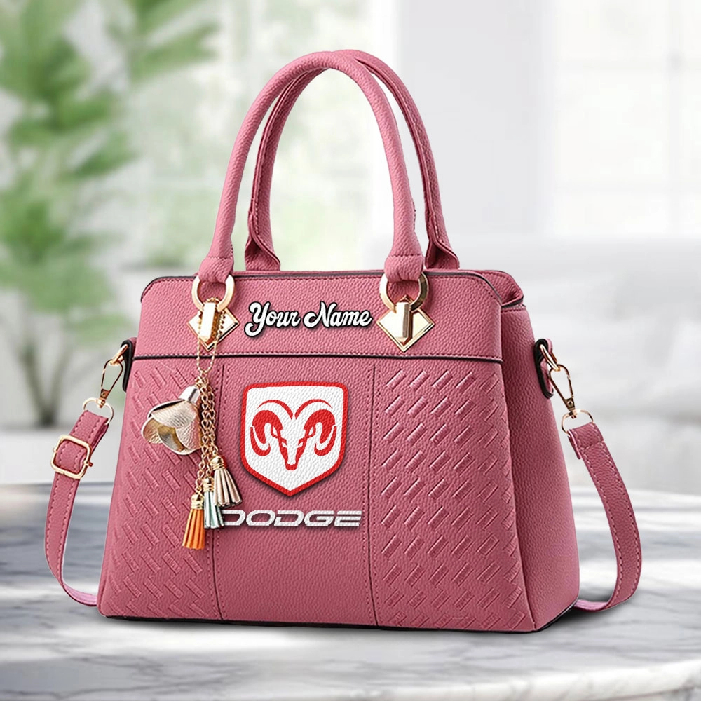 Dodge Logo Personalized PU Leather Handbag Custom Name For Women - Image 5