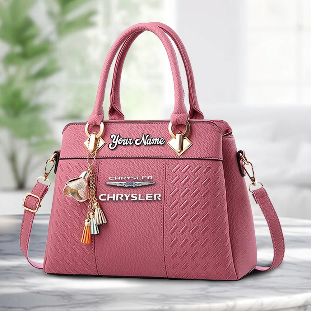 Chrysler Logo Personalized PU Leather Handbag Custom Name For Women - Image 5