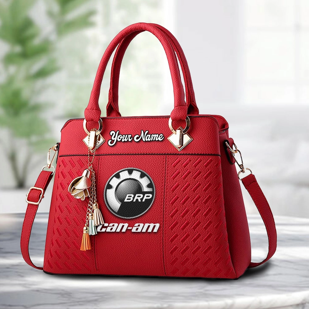 Can Am Logo Personalized PU Leather Handbag Custom Name For Women - Image 6