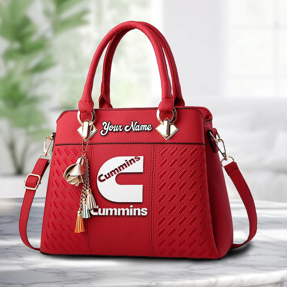 Cummins Logo Personalized PU Leather Handbag Custom Name For Women - Image 6