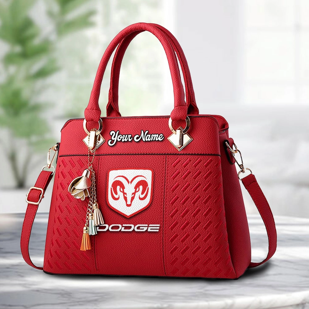 Dodge Logo Personalized PU Leather Handbag Custom Name For Women - Image 6